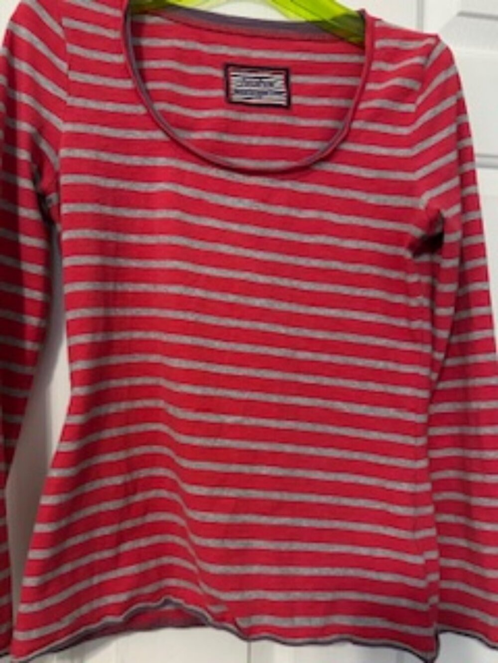 Boden long sleeved red/gray striped T-shirt Sz 10